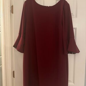 Elegant Burgundy Dress with leopard lining--still with tags